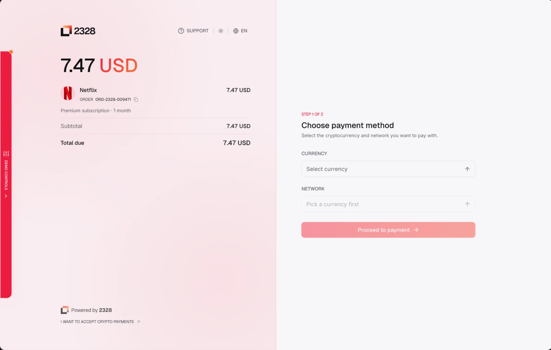 Whitelabel checkout — Netflix